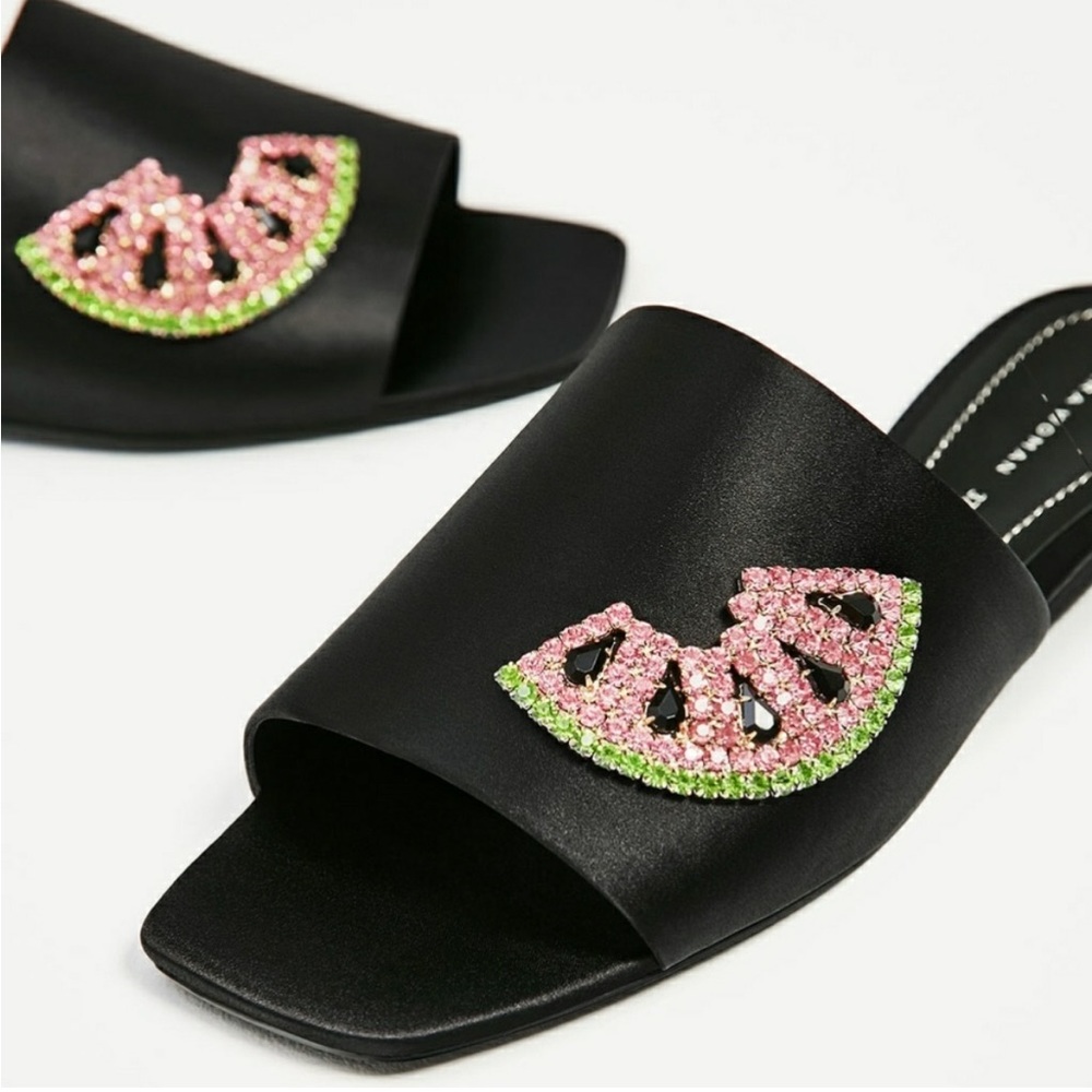 Zara black slides